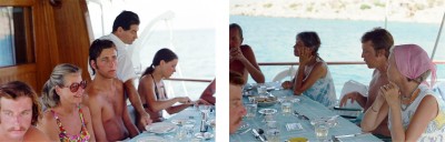 (left) Lunch on Daphni’s stern 26; (right)  Lunch on Daphni stern 27