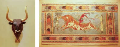Bull’s Head and Bull Leaping fresco, Heraklion, Archaeological Museum, Crete