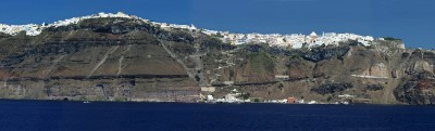 Harbor surrounded by high cliffs, Santorini